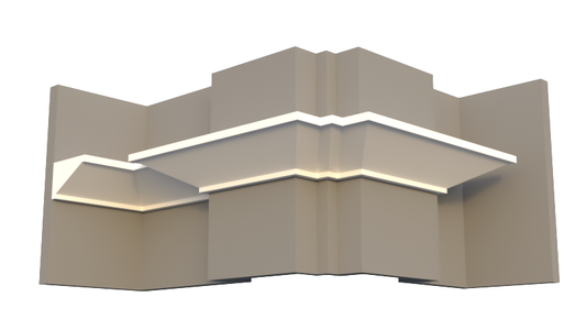 Profil decorativ din polistiren pentru  tavan, ștablon și capitel TRIMINNO-CES0018, folosit ca si solbanc sau cornisa de dimensiuni 80x120x2000