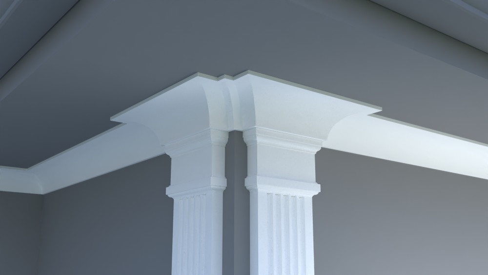 Profil decorativ din polistiren pentru tavan, ștablon și capitel   TRIMINNO-CES0020, folosit ca si solbanc sau cornisa de dimensiuni 98x125x2000
