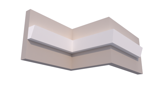 Profil Decorativ din Polistiren pentru Tavane de Interior CIL0001, folosit ca si cornisa pentru Bandă  LED de dimensiuni 90x115x2000