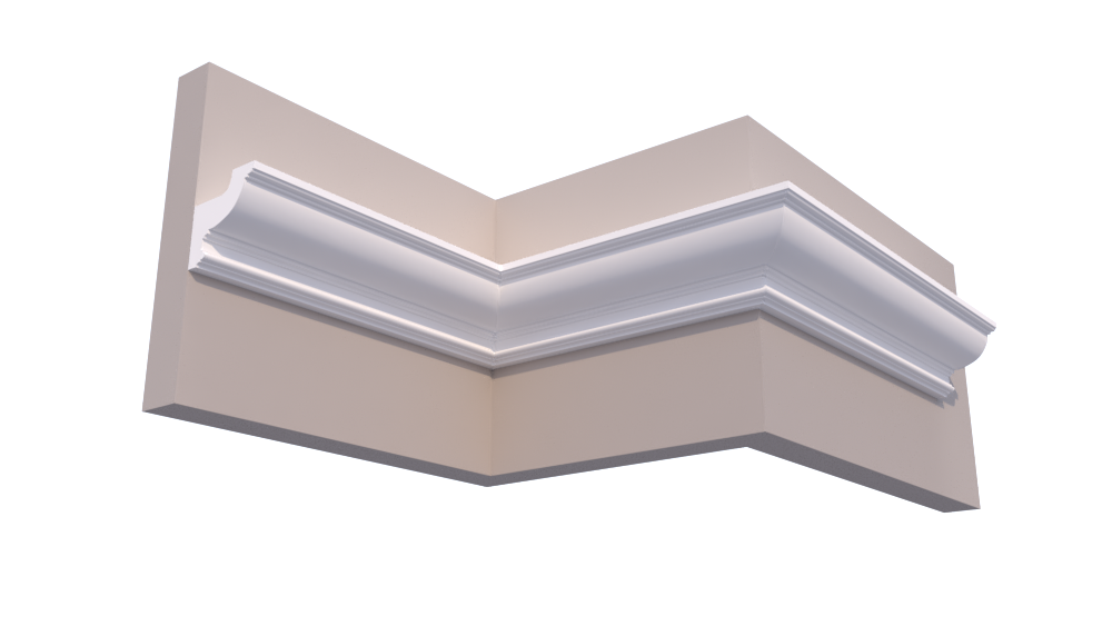 Profil Decorativ din Polistiren pentru Tavane de Interior CIL0005, folosit ca si cornisa pentru Bandă  LED de dimensiuni 120x120x2000