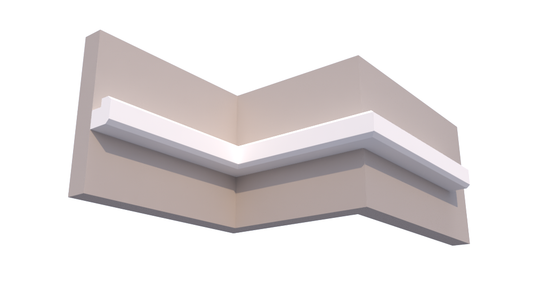 Profil Decorativ din Polistiren pentru Tavane de Interior CIL0006, folosit ca si cornisa pentru Bandă  LED de dimensiuni 80x80x2000