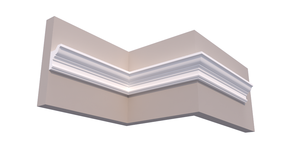 Profil Decorativ din Polistiren pentru Tavane de Interior CIL0008, folosit ca si cornisa pentru Bandă  LED de dimensiuni 80x120x2000