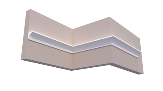 Profil Decorativ din Polistiren pentru Tavane de Interior CIL0009, folosit ca si cornisa pentru Bandă  LED de dimensiuni 65x65x2000