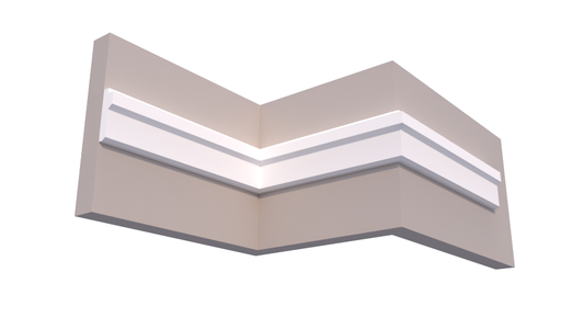 Profil Decorativ din Polistiren pentru Tavane de Interior CIL0011, folosit ca si cornisa pentru Bandă  LED de dimensiuni 40x140x2000