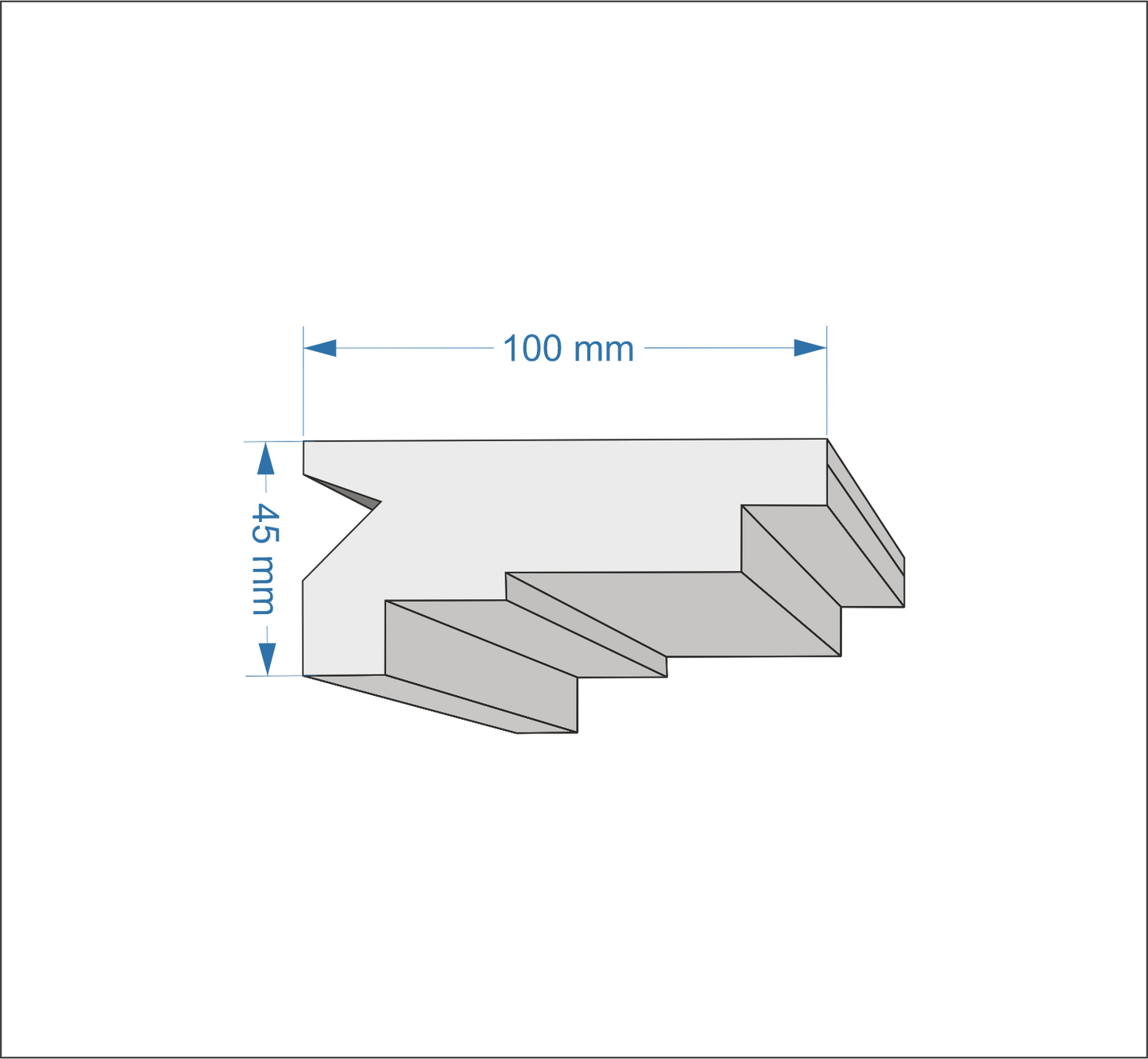 Profil Decorativ din Polistiren pentru Tavane de Interior CIL0012, folosit ca si cornisa pentru Bandă  LED de dimensiuni 45x100x2000