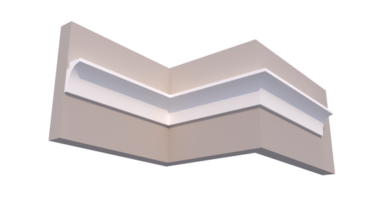 Profil Decorativ din Polistiren pentru Tavane de Interior CIL0015, folosit ca si cornisa pentru Bandă  LED de dimensiuni 120x80x2000