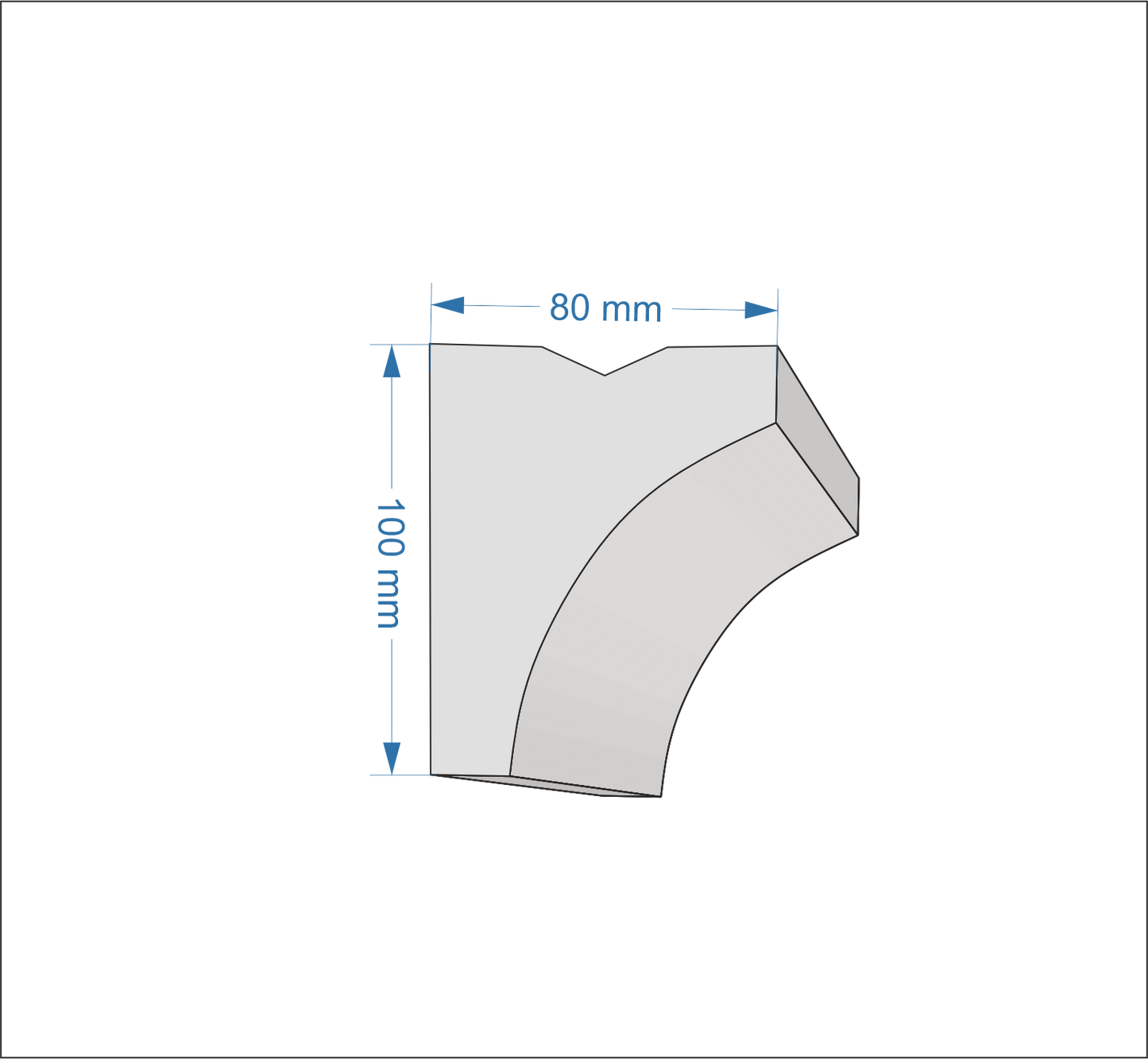 Profil Decorativ din Polistiren pentru Tavane de Interior CIL0016, folosit ca si cornisa pentru Bandă  LED de dimensiuni 100x80x2000