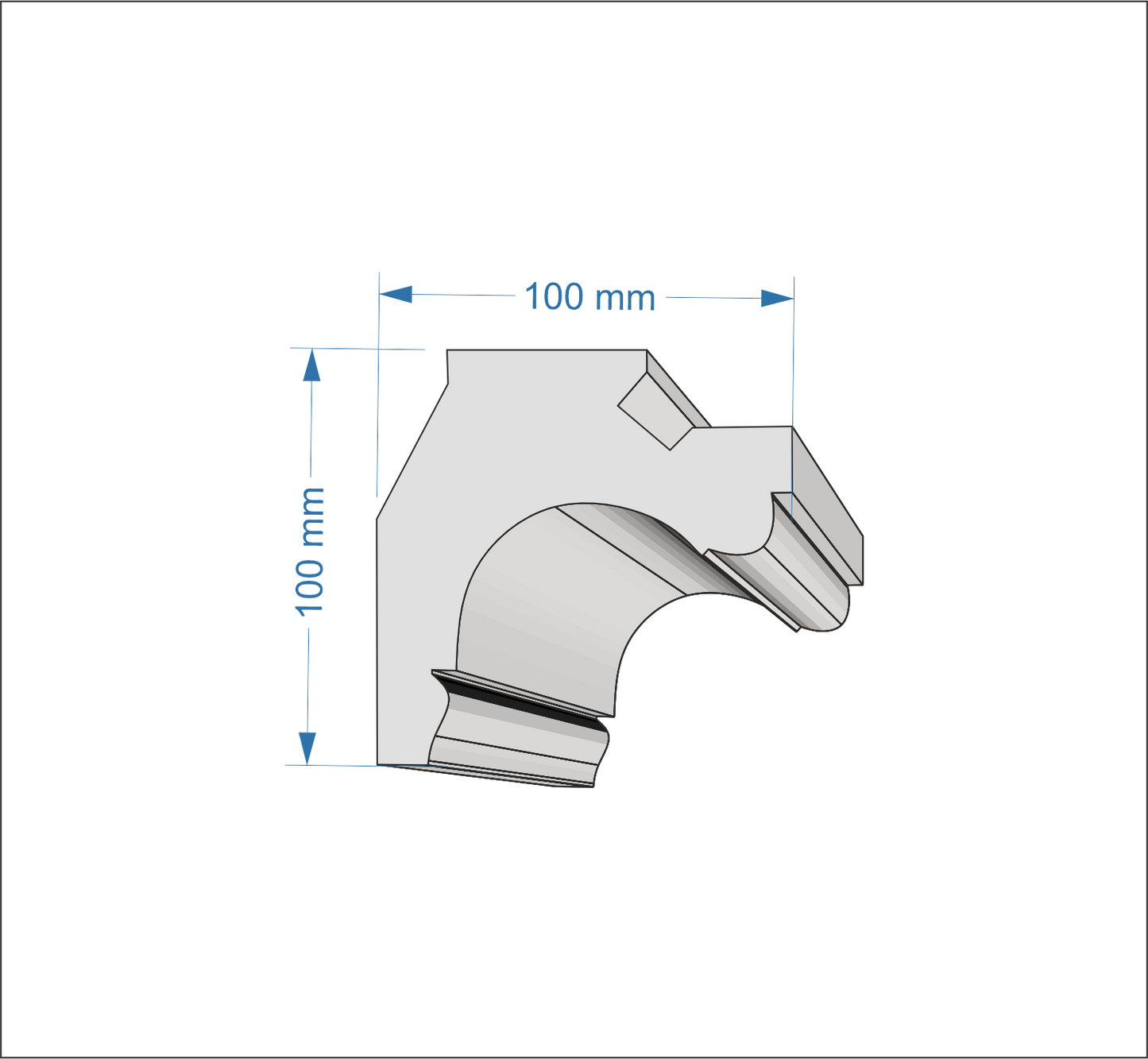 Profil Decorativ din Polistiren pentru Tavane de Interior CIL0018, folosit ca si cornisa pentru Bandă  LED de dimensiuni 100x100x2000