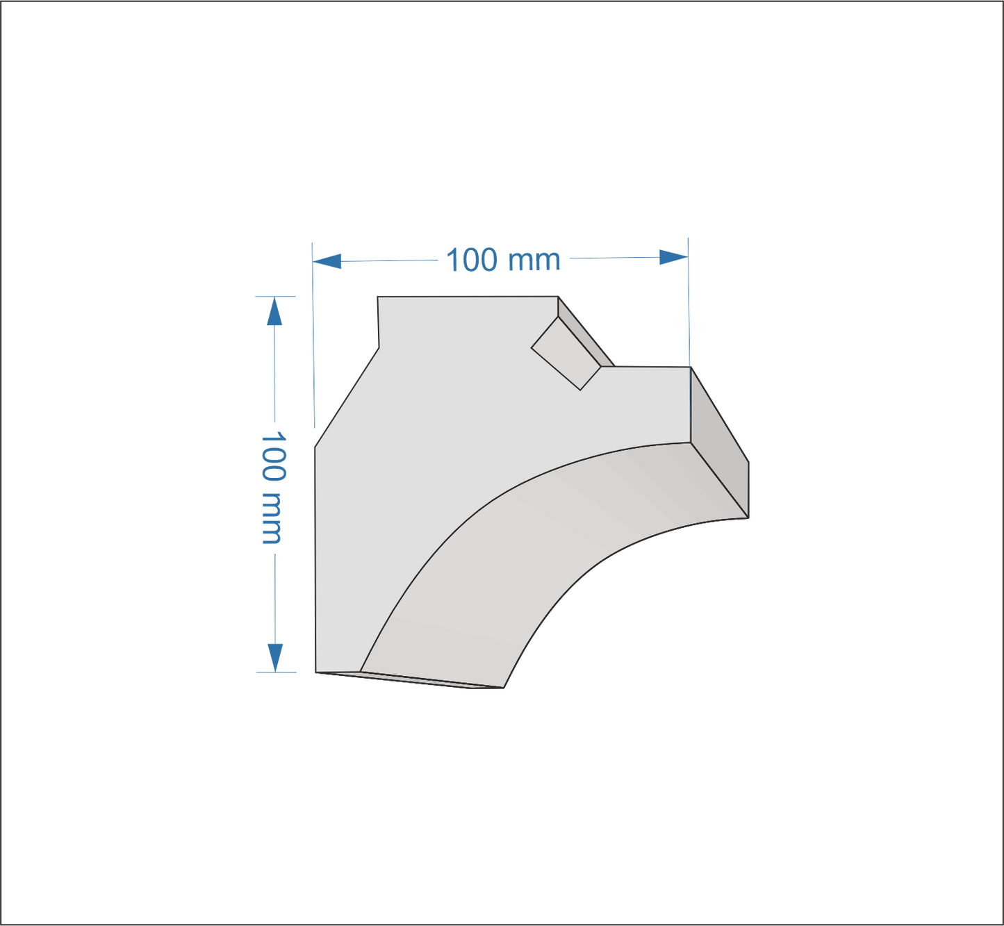 Profil Decorativ din Polistiren pentru Tavane de Interior CIL0019, folosit ca si cornisa pentru Bandă  LED de dimensiuni 100x100x2000