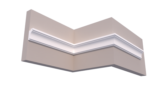 Profil Decorativ din Polistiren pentru Tavane de Interior CIL0020, folosit ca si cornisa pentru Bandă  LED de dimensiuni 100x55x2000