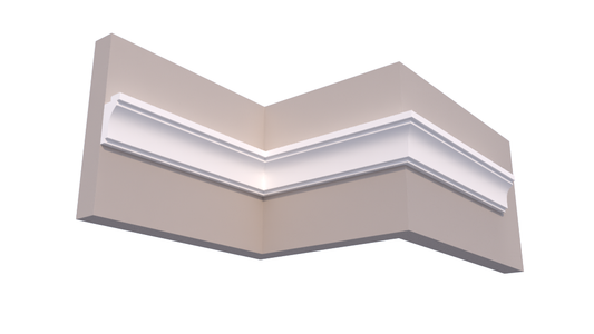 Profil Decorativ din Polistiren pentru Tavane de Interior CIL0021, folosit ca si cornisa pentru Bandă  LED de dimensiuni 120x60x2000