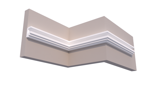 Profil Decorativ din Polistiren pentru Tavane de Interior CIL0025, folosit ca si cornisa pentru Bandă  LED de dimensiuni 100x60x2000