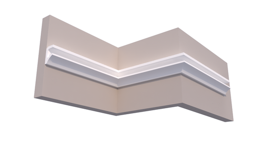 Profil Decorativ din Polistiren pentru Tavane de Interior CIL0026, folosit ca si cornisa pentru Bandă  LED de dimensiuni 100x60x2000