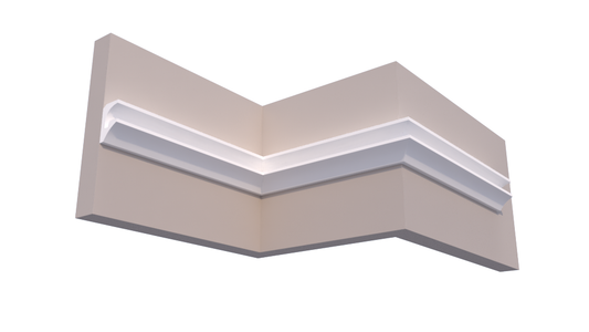 Profil Decorativ din Polistiren pentru Tavane de Interior CIL0027, folosit ca si cornisa pentru Bandă  LED de dimensiuni 100x60x2000