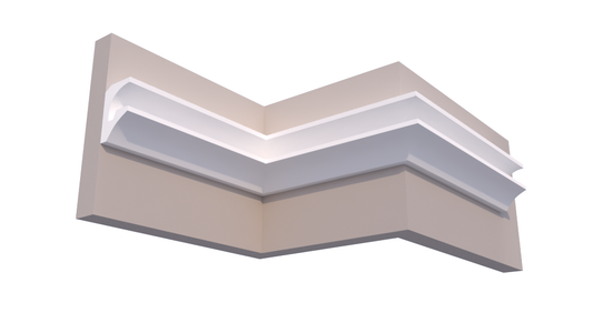 Profil Decorativ din Polistiren pentru Tavane de Interior CIL0028, folosit ca si cornisa pentru Bandă  LED de dimensiuni 150x90x2000