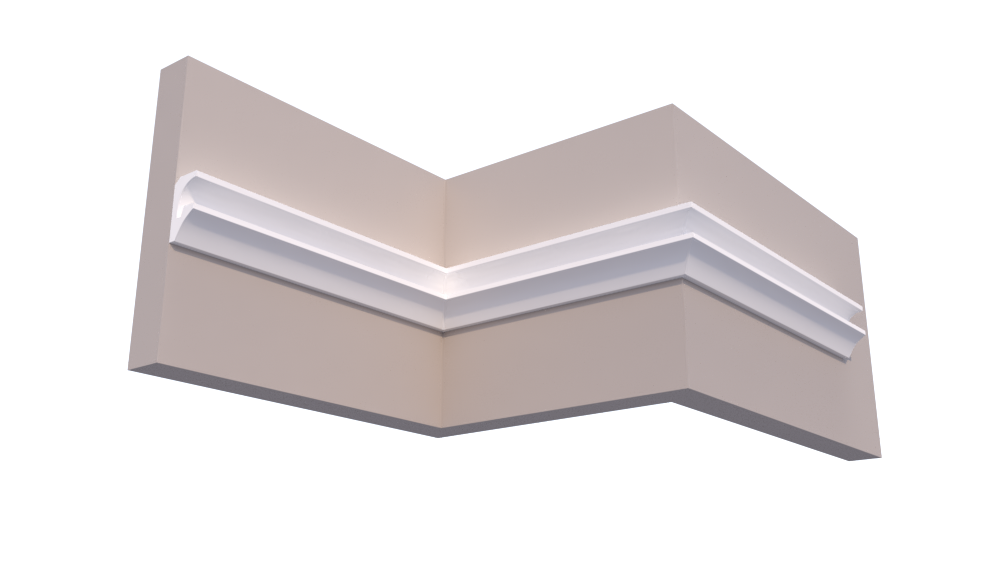 Profil Decorativ din Polistiren pentru Tavane de Interior CIL0029, folosit ca si cornisa pentru Bandă  LED de dimensiuni 100x50x2000