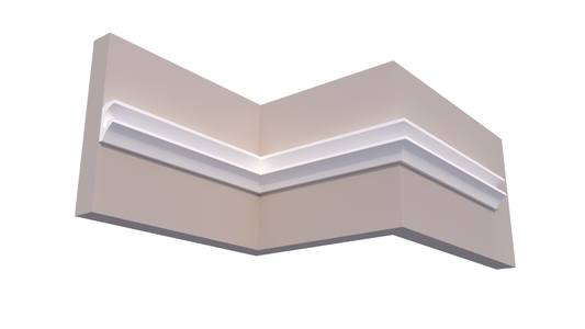 Profil Decorativ din Polistiren pentru Tavane de Interior CIL0029, folosit ca si cornisa pentru Bandă  LED de dimensiuni 100x50x2000