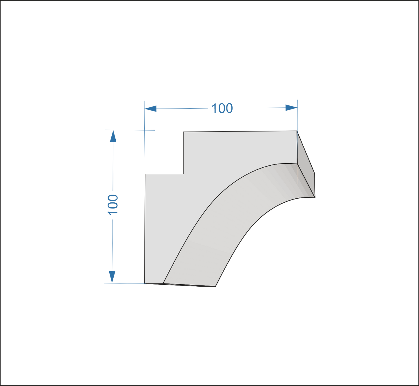Profil Decorativ din Polistiren pentru Tavane de Interior CIL0031, folosit ca si cornisa pentru Bandă  LED de dimensiuni 100x100x2000