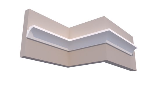 Profil Decorativ din Polistiren pentru Tavane de Interior CIL0031, folosit ca si cornisa pentru Bandă  LED de dimensiuni 100x100x2000
