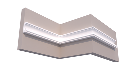 Profil Decorativ din Polistiren pentru Tavane de Interior CIL0032, folosit ca si cornisa pentru Bandă  LED de dimensiuni 115x50x2000