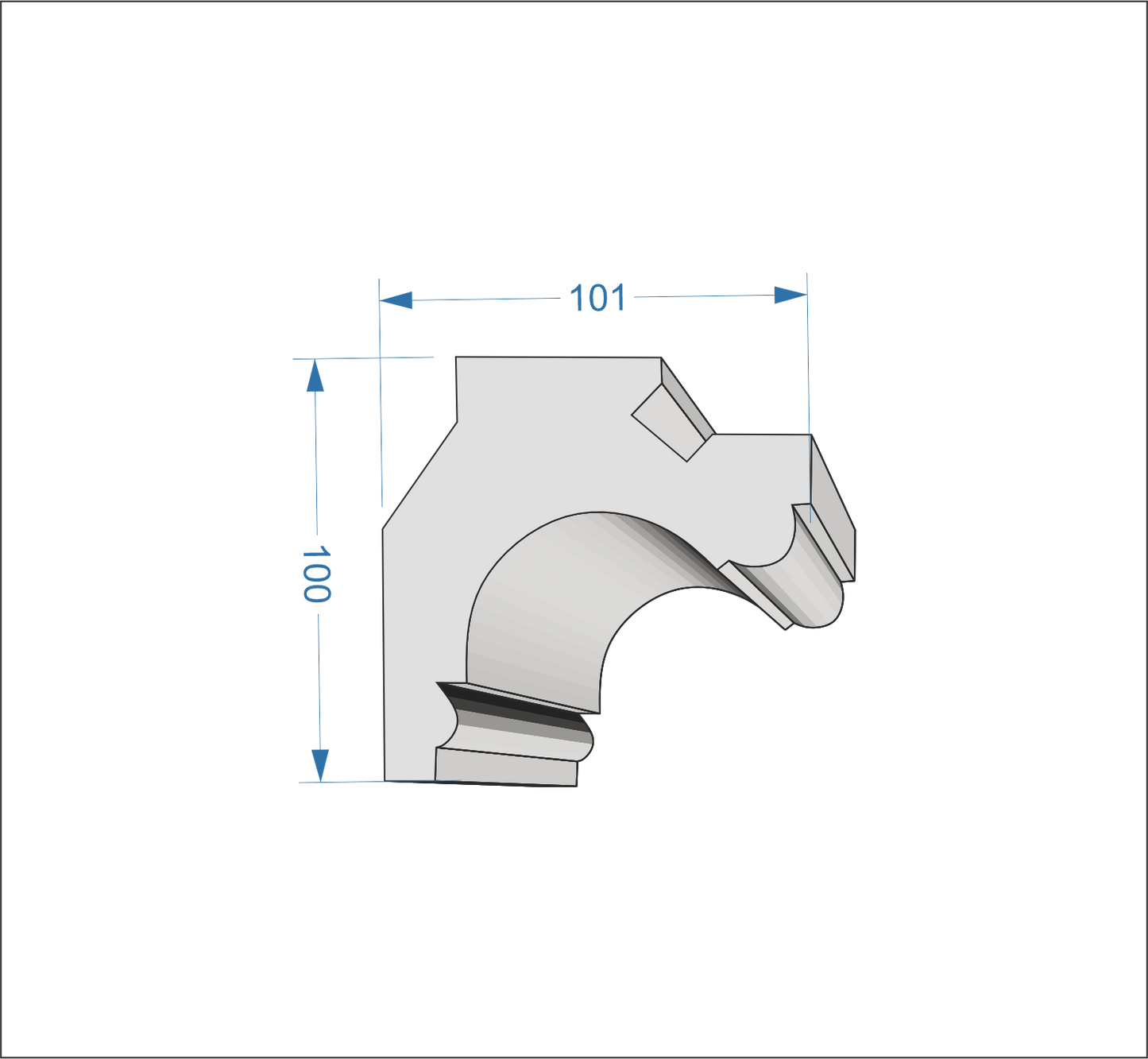 Profil Decorativ din Polistiren pentru Tavane de Interior CIL0034, folosit ca si cornisa pentru Bandă  LED de dimensiuni 101x100x2000