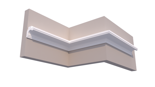 Profil Decorativ din Polistiren pentru Tavane de Interior CIL0034, folosit ca si cornisa pentru Bandă  LED de dimensiuni 101x100x2000