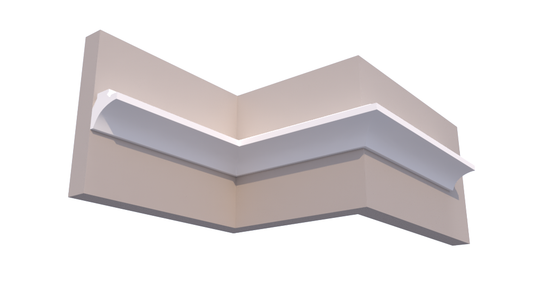 Profil Decorativ din Polistiren pentru Tavane de Interior CIL0035, folosit ca si cornisa pentru Bandă  LED de dimensiuni 105x100x2000
