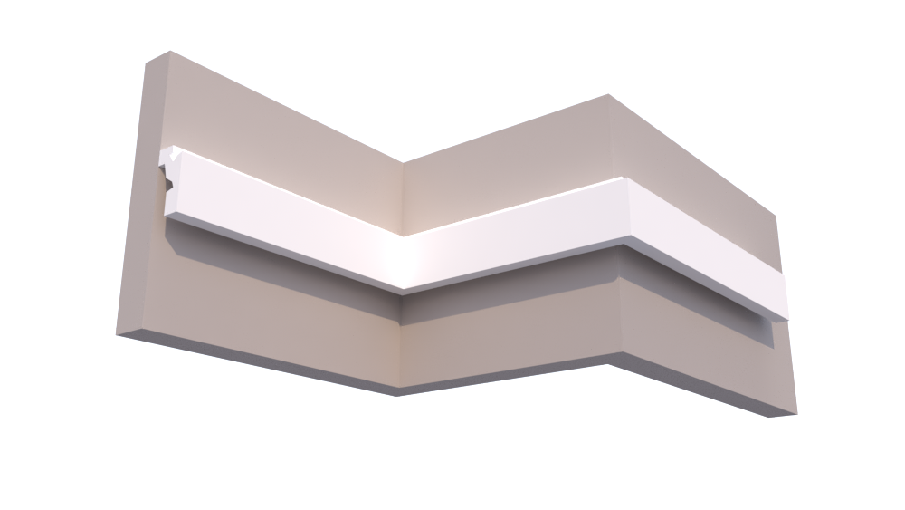 Profil Decorativ din Polistiren pentru Tavane de Interior CIL0036, folosit ca si cornisa pentru Bandă  LED de dimensiuni 120x60x2000