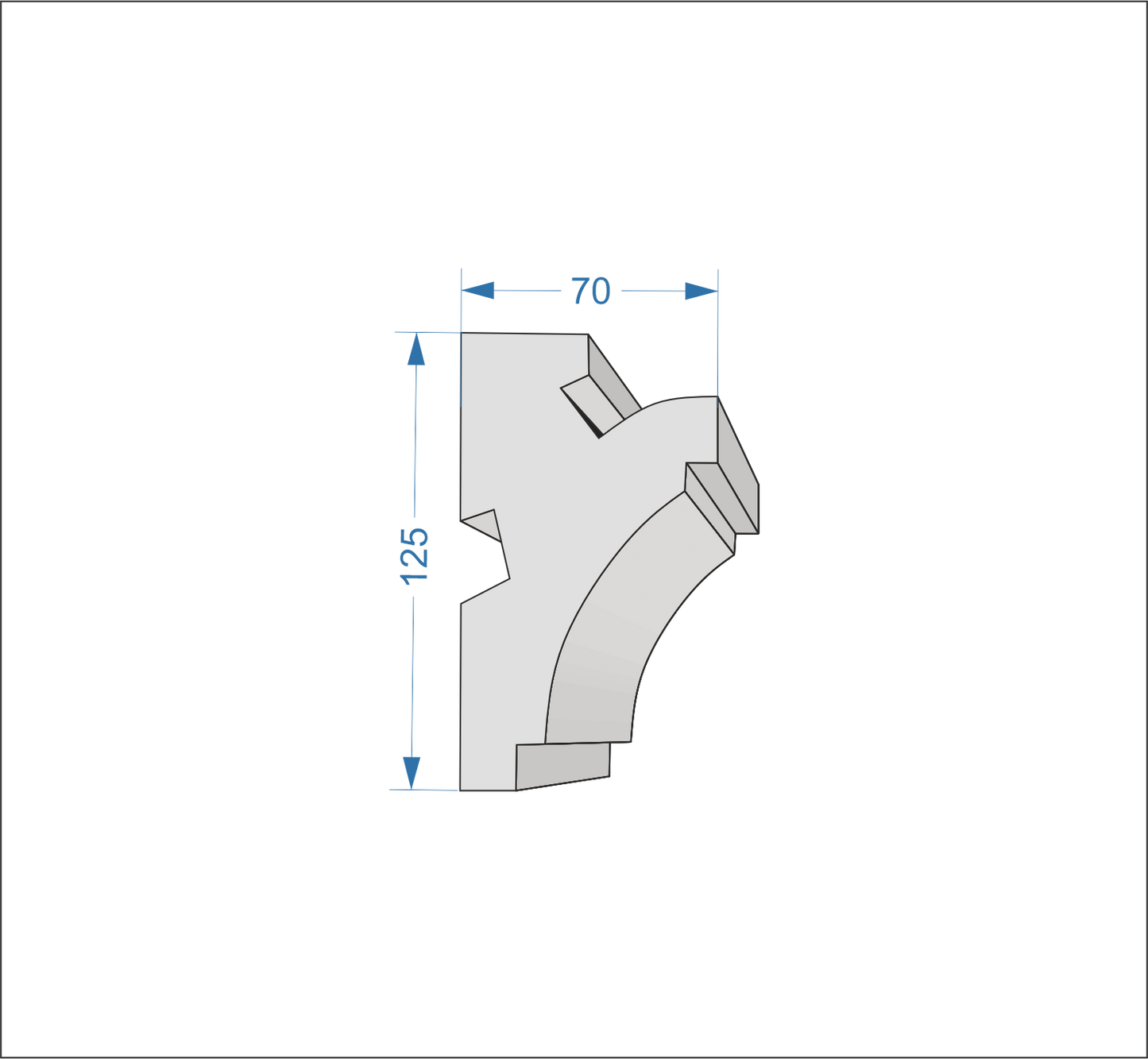 Profil Decorativ din Polistiren pentru Tavane de Interior CIL0040, folosit ca si cornisa pentru Bandă  LED de dimensiuni 125x70x2000