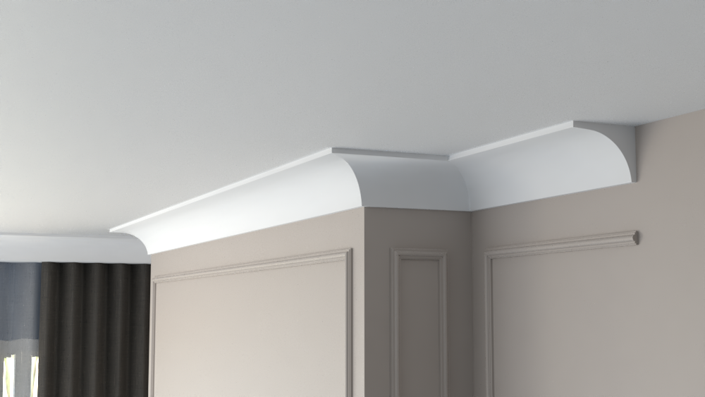 Profil Decorativ din Polistiren pentru Tavane de Interior CIS0020, folosit ca si cornisa de dimensiuni 125x98x2000