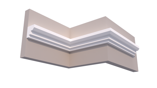 Profil Decorativ din Polistiren pentru Tavane de Interior CIS0003, folosit ca si cornisa de dimensiuni 100x110x2000