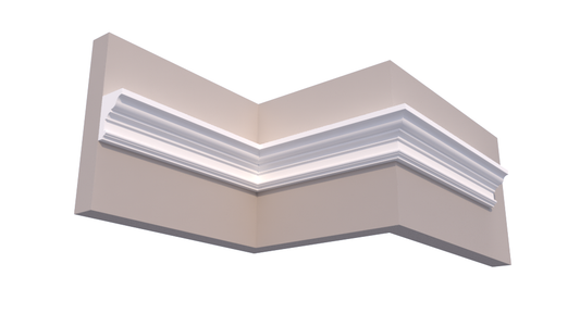 Profil Decorativ din Polistiren pentru Tavane de Interior CIS0005, folosit ca si cornisa de dimensiuni 80x120x2000