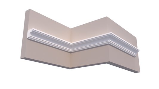 Profil Decorativ din Polistiren pentru Tavane de Interior CIS0007, folosit ca si cornisa de dimensiuni 80x80x2000