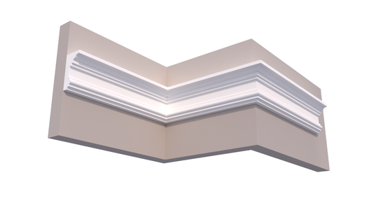 Profil Decorativ din Polistiren pentru Tavane de Interior CIS0010, folosit ca si cornisa de dimensiuni 150x80x2000