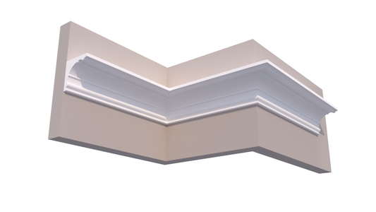 Profil Decorativ din Polistiren pentru Tavane de Interior CIS0014, folosit ca si cornisa de dimensiuni 125x125x2000