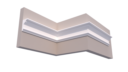 Profil Decorativ din Polistiren pentru Tavane de Interior CIS0016, folosit ca si cornisa de dimensiuni 134x85x2000