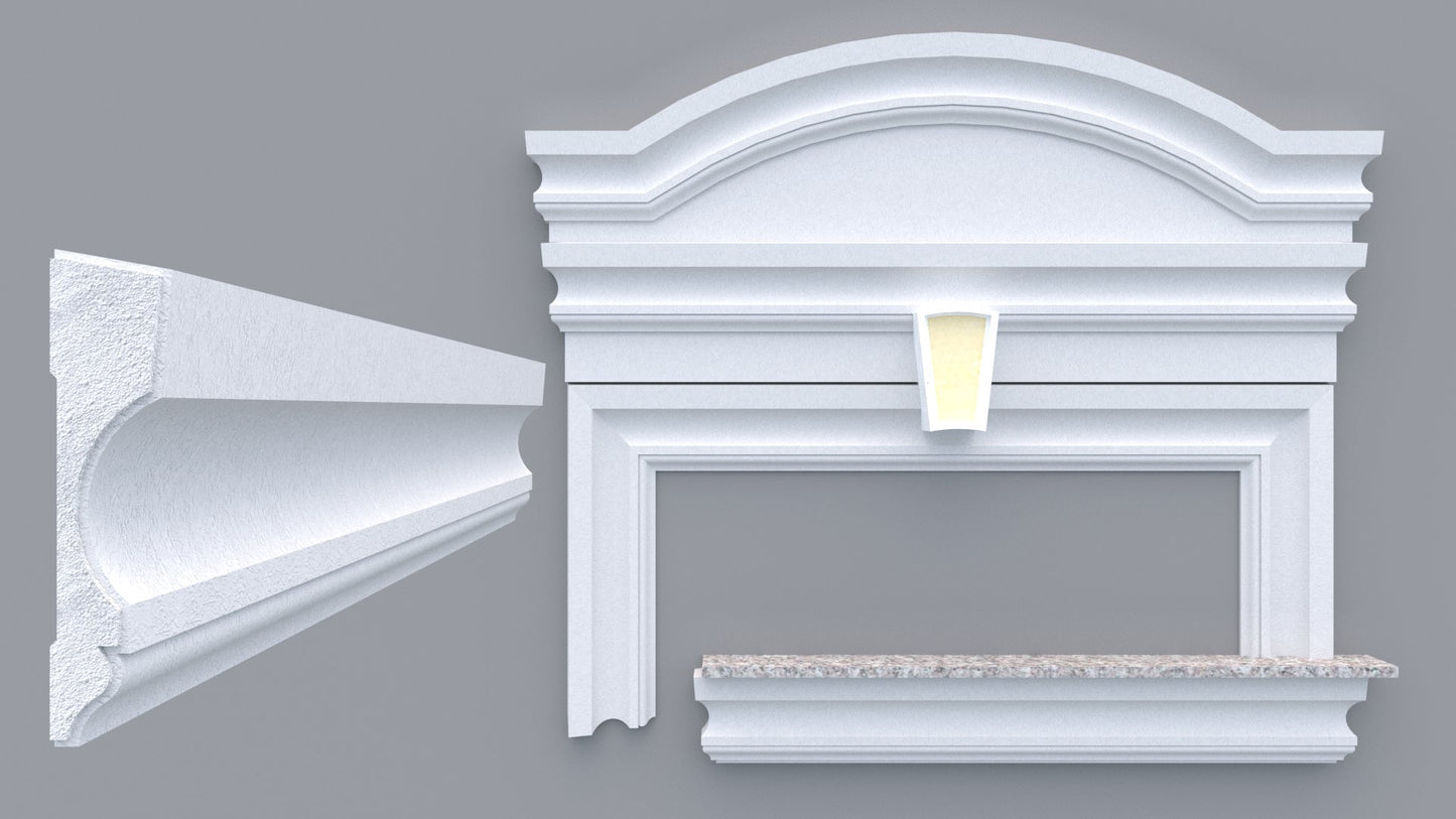 Profil decorativ din polistiren pentru geamuri si usi TRIMINNO-F0001, folosit  ca si ancadrament,solbanc sau cornisa de dimensiuni 40x169x2000