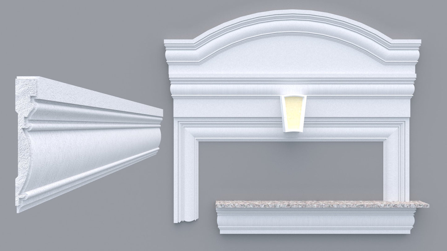 Profil decorativ din polistiren pentru geamuri si usi TRIMINNO-S0002, folosit  ca si ancadrament,solbanc sau cornisa de dimensiuni 25x152x2000